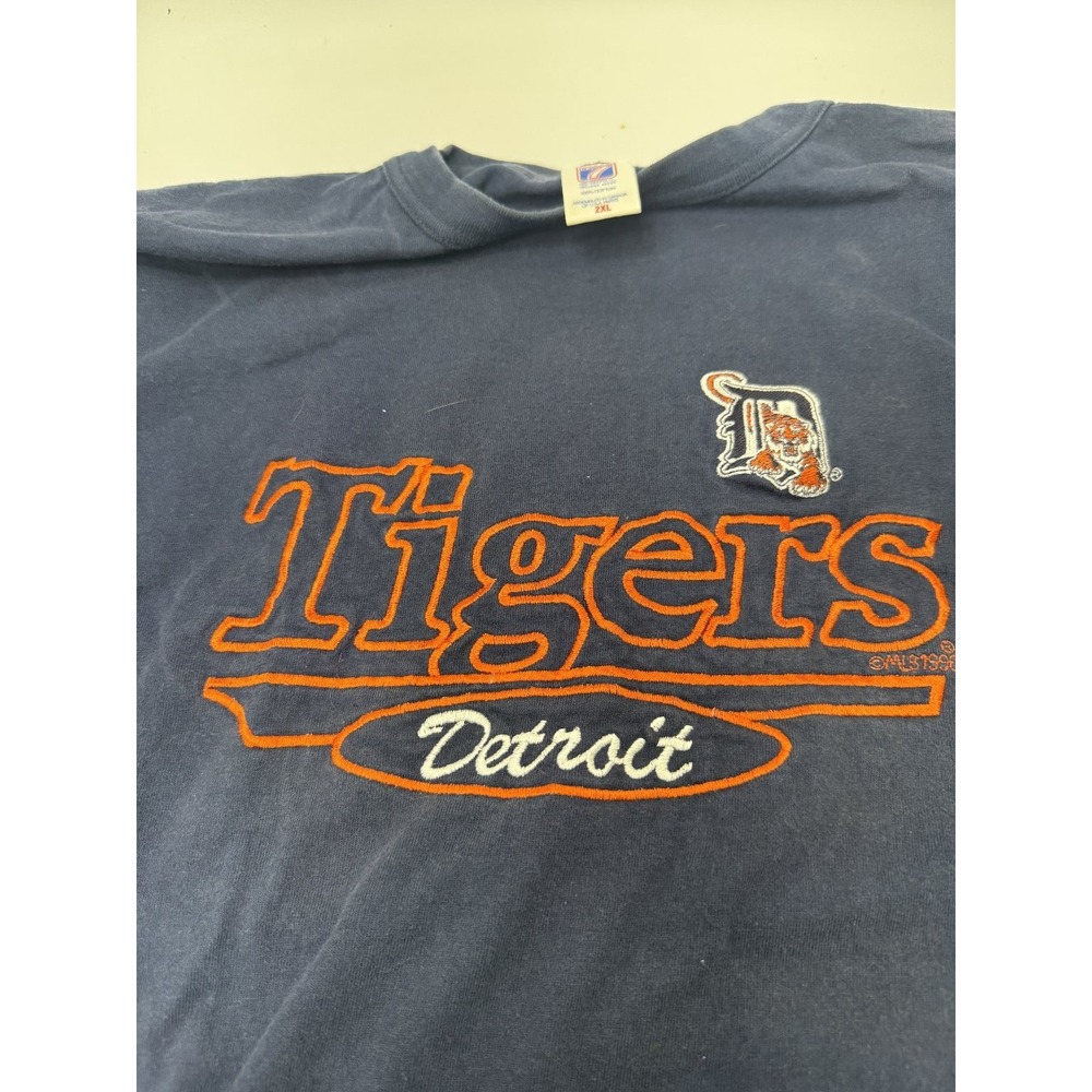 Logo 7 T-Shirt Men's Vintage Navy 2XL Detroit Tigers MLB Embroidered Cotton
